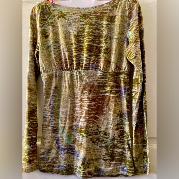Free People artsy mustard/khaki/colorful Babydoll Tunic/Mini oversized M - Picture 2 of 8